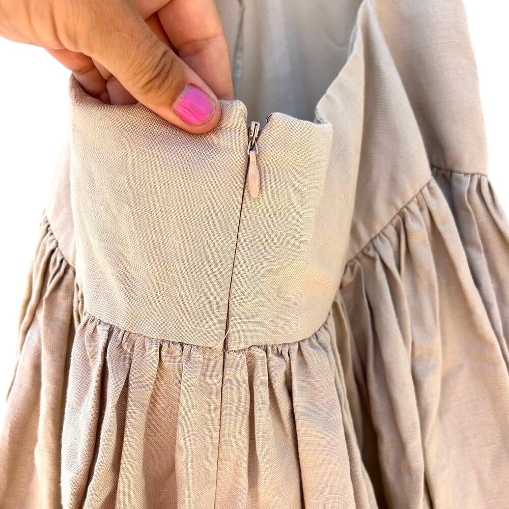 Tularosa Saylor Maxi Dress Linen Cappuccino Beige Tan XS Backless Drop Waist - Picture 11 of 13